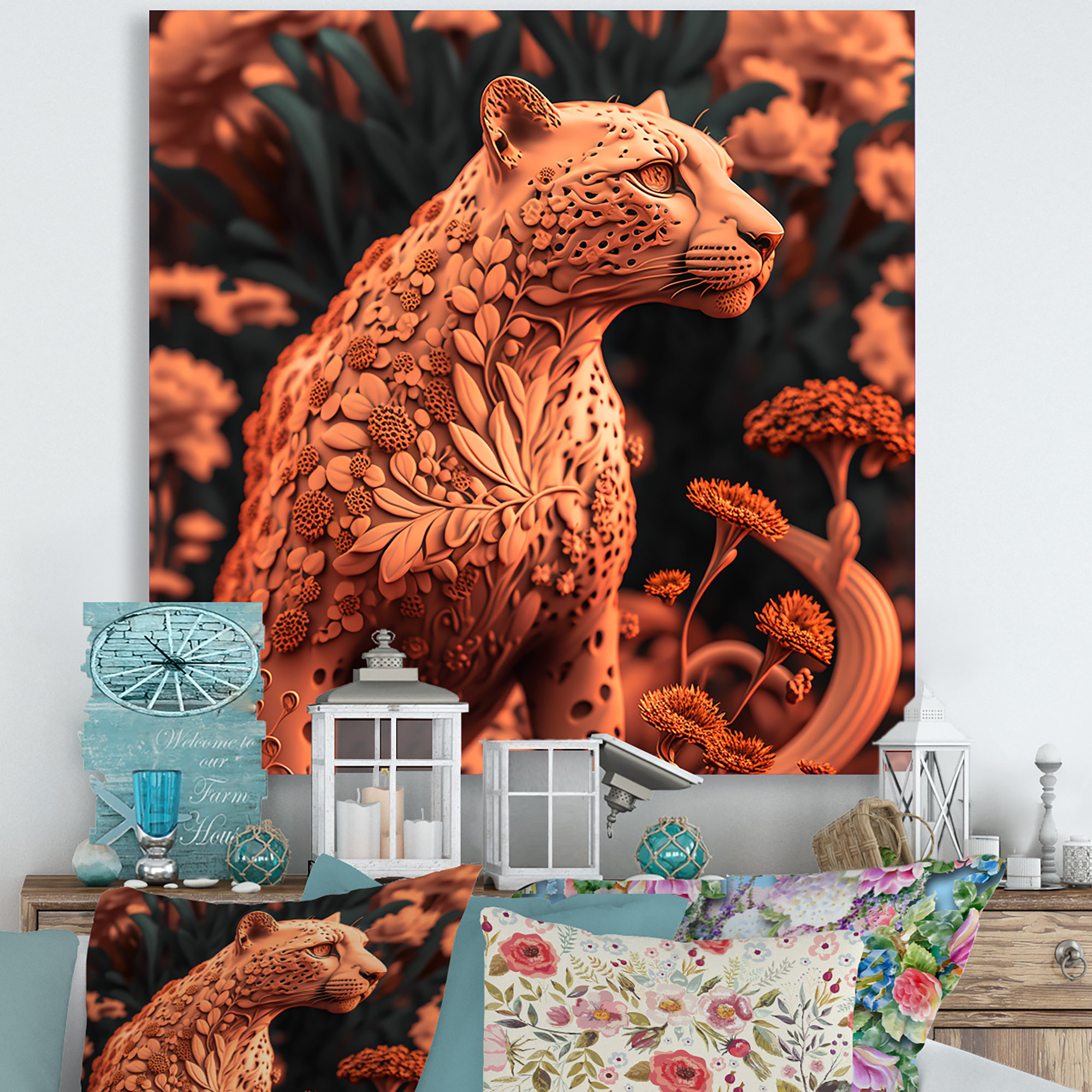 Latitude Run?? Cheetah Cat In Terracotta Colour Tones - Animals Cheetah ...